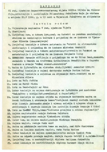6. redovna sjednica OOUR-a 1979.-1980.